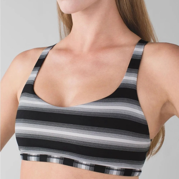 🆕🖤 Lululemon Free to Be Bra Wild - Capilano Stripe Black White - Picture 6 of 7